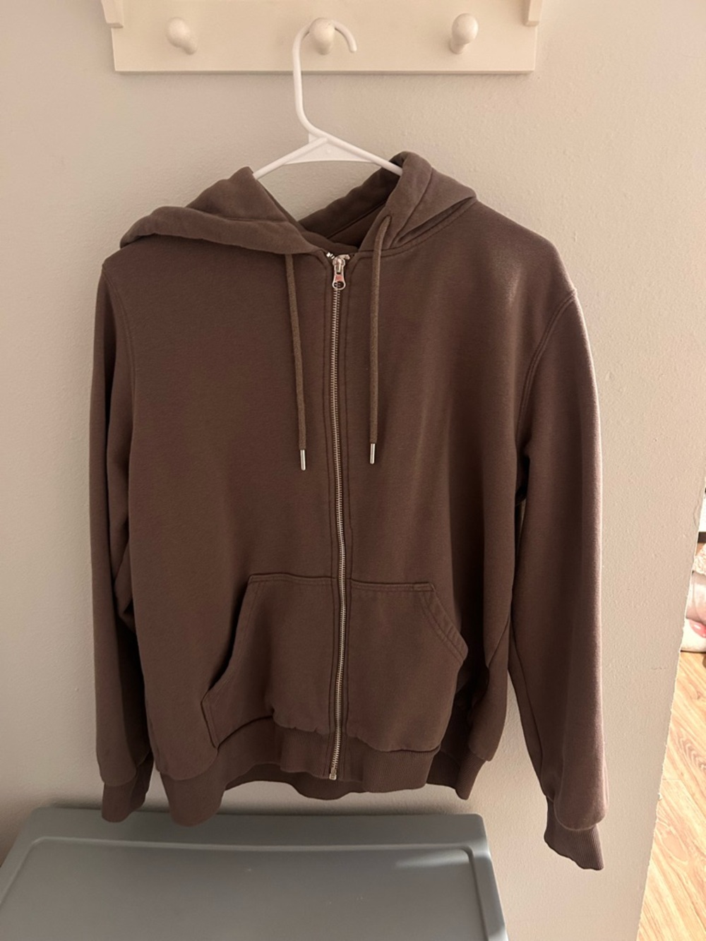 H&M Dark Brown Full-Zip Hoodie with Hood